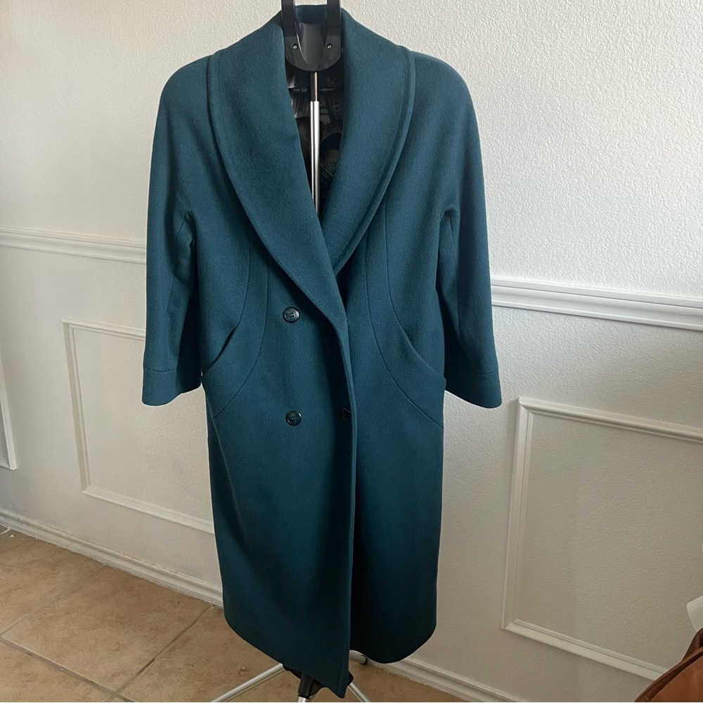 Vintage Alorna Petite Chic Teal Double-Breasted Women's Pea Coat. Wool